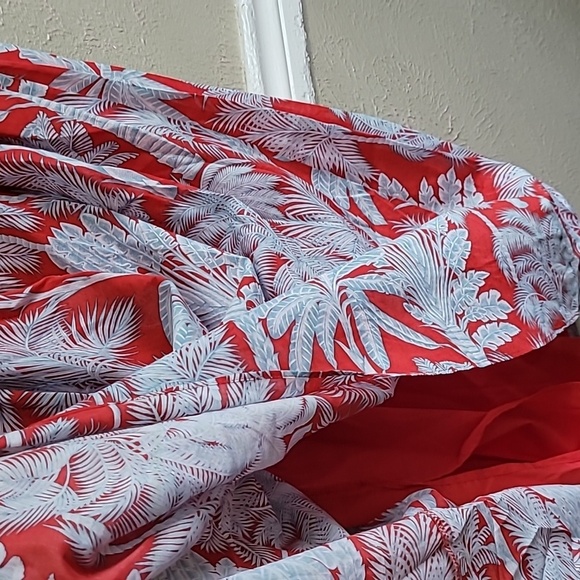 Talbots Resort Oasis Palm midi dress Fit & Flare Size 14p Spring Summer Orange - Picture 7 of 14